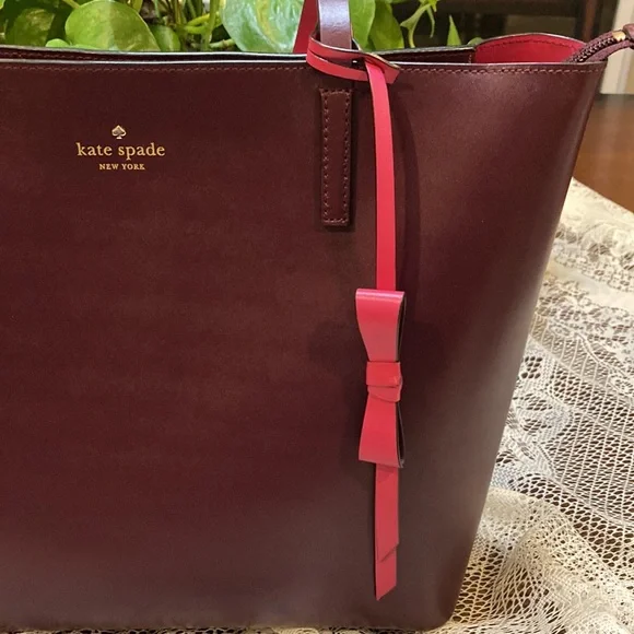 Kate Spade Lawton Way Maroon / Pink Tote (ABBA) - Picture 3 of 12